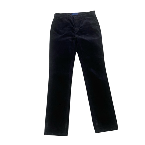 Talbots high-waist straight leg black velveteen 5 pocket design pants size 6 - Picture 1 of 8